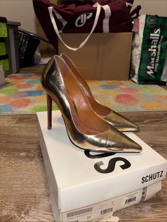 SCHUTZ Shoes - SCHUTZ Metallic Gold Pointed-Toe Stiletto Pumps
